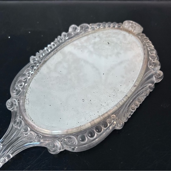 Vintage Art Nouveau Clear Acrylic Hand Mirror - Picture 3 of 6